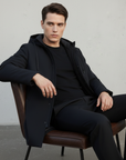 men's black hooded waterproof windproof winter jacket