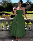 Midi Dress White Corset Bodice Flowing Skirt 6