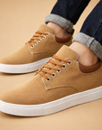 men's canvas low-top lace-up sneakers
