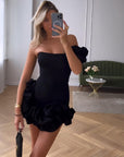 Mini Dress With Ruffle Detail Flattering Silhouette For Special Occasions 2