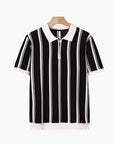 Modern Men's Polo Shirt With Stripes Zip 0