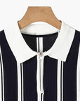 Modern Men's Polo Shirt With Stripes Zip 2