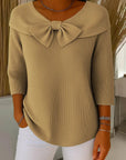 Women's blue bow detail knit jumper