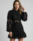 Women’s white women's lace mini dress puff sleeves