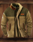 Light Brown Western Fleece Jacket ethnic pattern cosy winter
