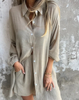 Women’s light brown women's linen two piece set