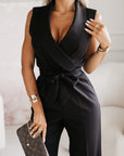 Women’s women's v-neck jumpsuit wide leg