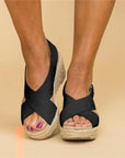 Orthopedic Sandals Wedge 2.5 Inch Adjustable Straps Leather Women 6