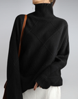 Women's cashmere turtleneck jumper in beige, cashmere and wool blend, elegant winter knitwear
