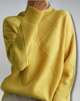 Women's cashmere turtleneck jumper in beige — cashmere-wool blend, warm winter knitwear