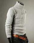 Men's roll neck jumper in black — warm winter knit, classic fit for men