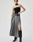Pleated Split Maxi Skirt For Elegant Occasions 1