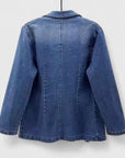 Women's denim blue casual straight-cut denim jacket