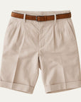Refined Chino Shorts With Double Pleat Design 0