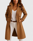 Women's black tailored wool-blend coat with classic lapels