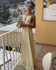 Women’s light yellow women's satin slip maxi dress