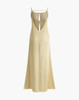 Women’s light yellow women's satin slip maxi dress