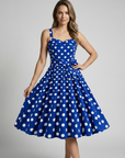 Women’s beige women's polka dot midi dress vintage