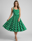 Women’s beige women's polka dot midi dress vintage