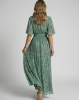 Women’s women's floral maxi dress v-neck high slit