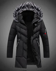 Men's Dark Blue Winter Coat insulated water-repellent adjustable hood