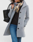 Women's khaki lightweight tailored coat with classic cut