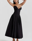 Sculpted Bodice A-Line Dress With Voluminous Skirt 2
