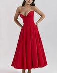 Sculpted Bodice A-Line Dress With Voluminous Skirt 4
