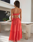 Women’s red women's strapless maxi dress
