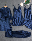 Women’s blue women's satin pyjama set