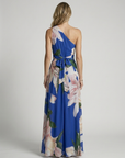Women’s dark blue women's asymmetric floral maxi dress