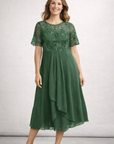 Women’s pink women's lace chiffon midi dress