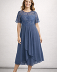Women’s pink women's lace chiffon midi dress