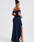 Women’s pink women's off-shoulder maxi dress slit
