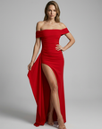 Women’s women's off-shoulder maxi dress slit