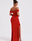 Women’s women's off-shoulder maxi dress slit