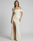 Women’s women's off-shoulder maxi dress slit