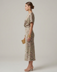 Women’s women's printed midi dress v-neck
