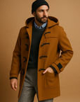 Men's long coat tailored zip front in green
