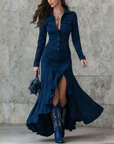 Sienna | Maxi Dress Asymmetrical Flow Button Front 1