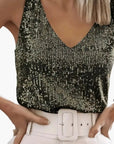 Sleeveless Top Women Sequin Detail Round Neck Casual Layering 5