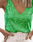 Sleeveless Top Women Sequin Detail Round Neck Casual Layering 6