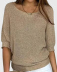 Women's beige elegant soft-touch knit jumper