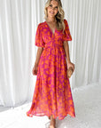 Women’s women's floral maxi dress v-neck