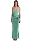 Strapless Corset Gown With Floor-Sweeping Hem 12