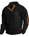 Men's black outdoor fleece jumper with crew neck