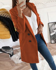 Women's yellow winter coat with lapel collar and button front