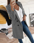 Women's yellow winter coat with lapel collar and button front