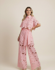 Summer Set Two-Piece Outfit Floral Embroidery Wide-Leg Pants Button-Up Top 5