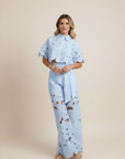 Summer Set Two-Piece Outfit Floral Embroidery Wide-Leg Pants Button-Up Top 7